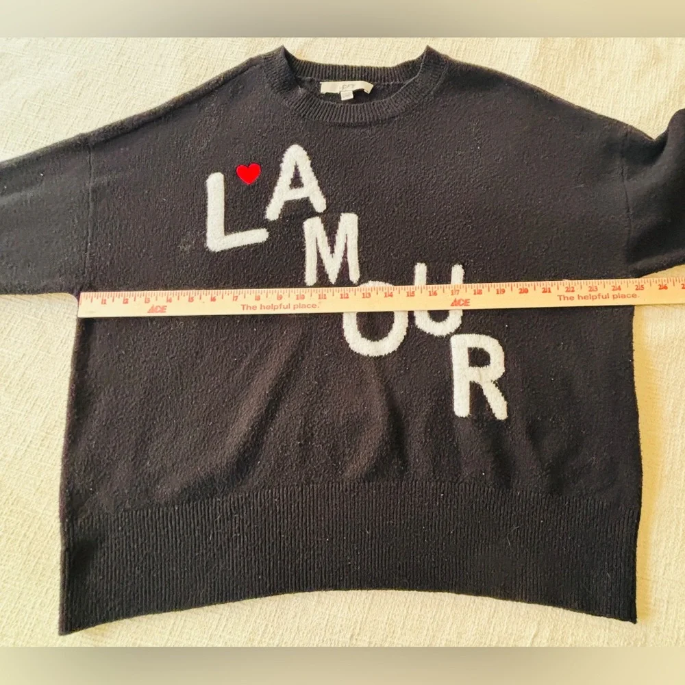 Loft Black Baggy Sweater with L'Amour Design & Heart Women’s XL Fun - Picture 7 of 7
